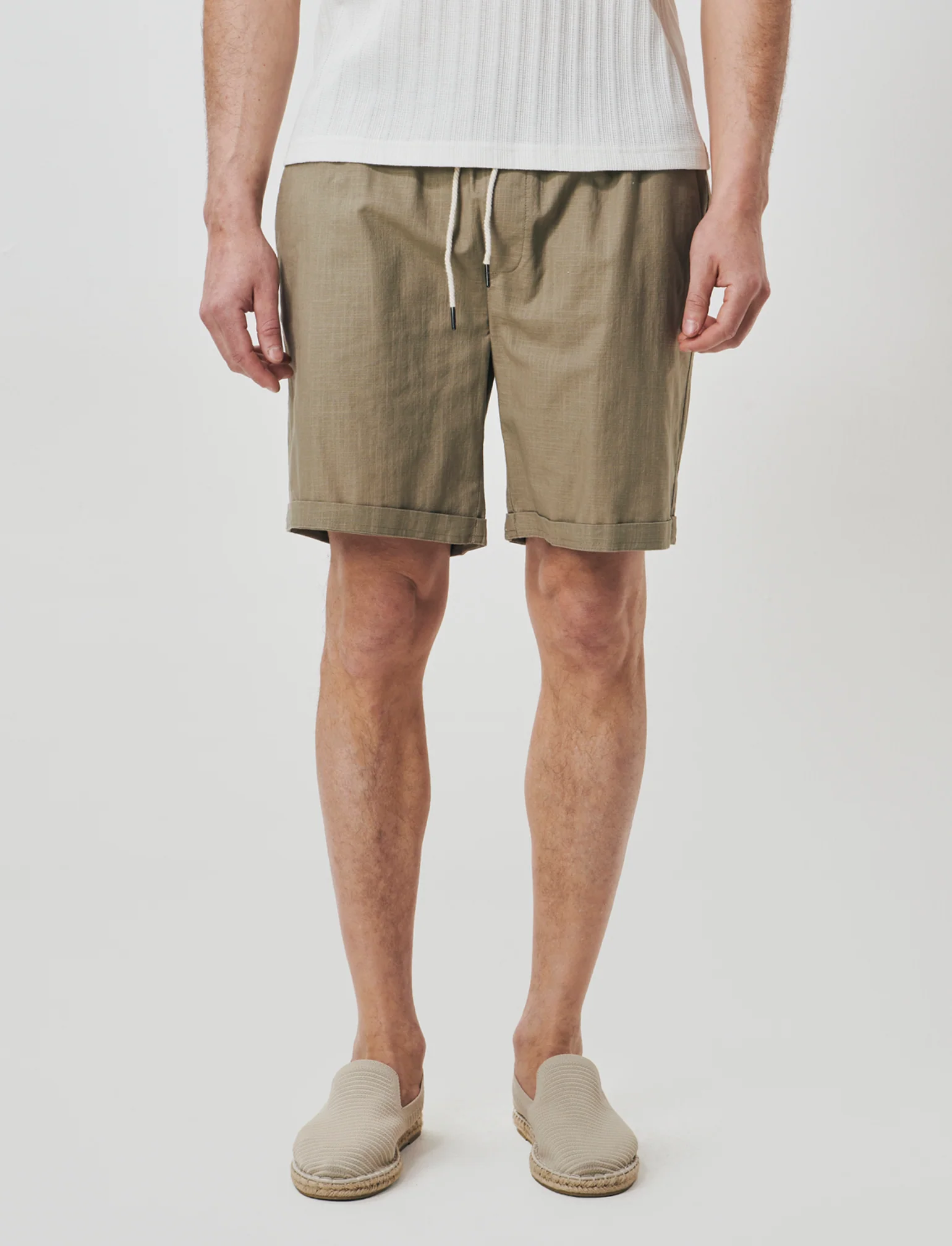 BERMUDA JOGGER DA SET COTONE SLUB - Verde kaki - Image 4