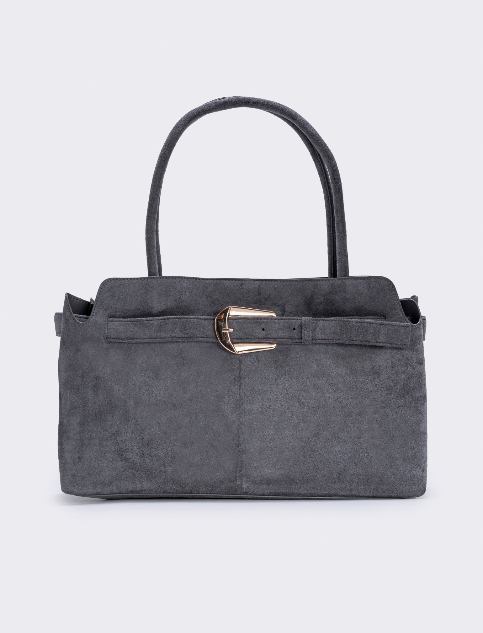 Borsa suede con fibbia grande - Grigio