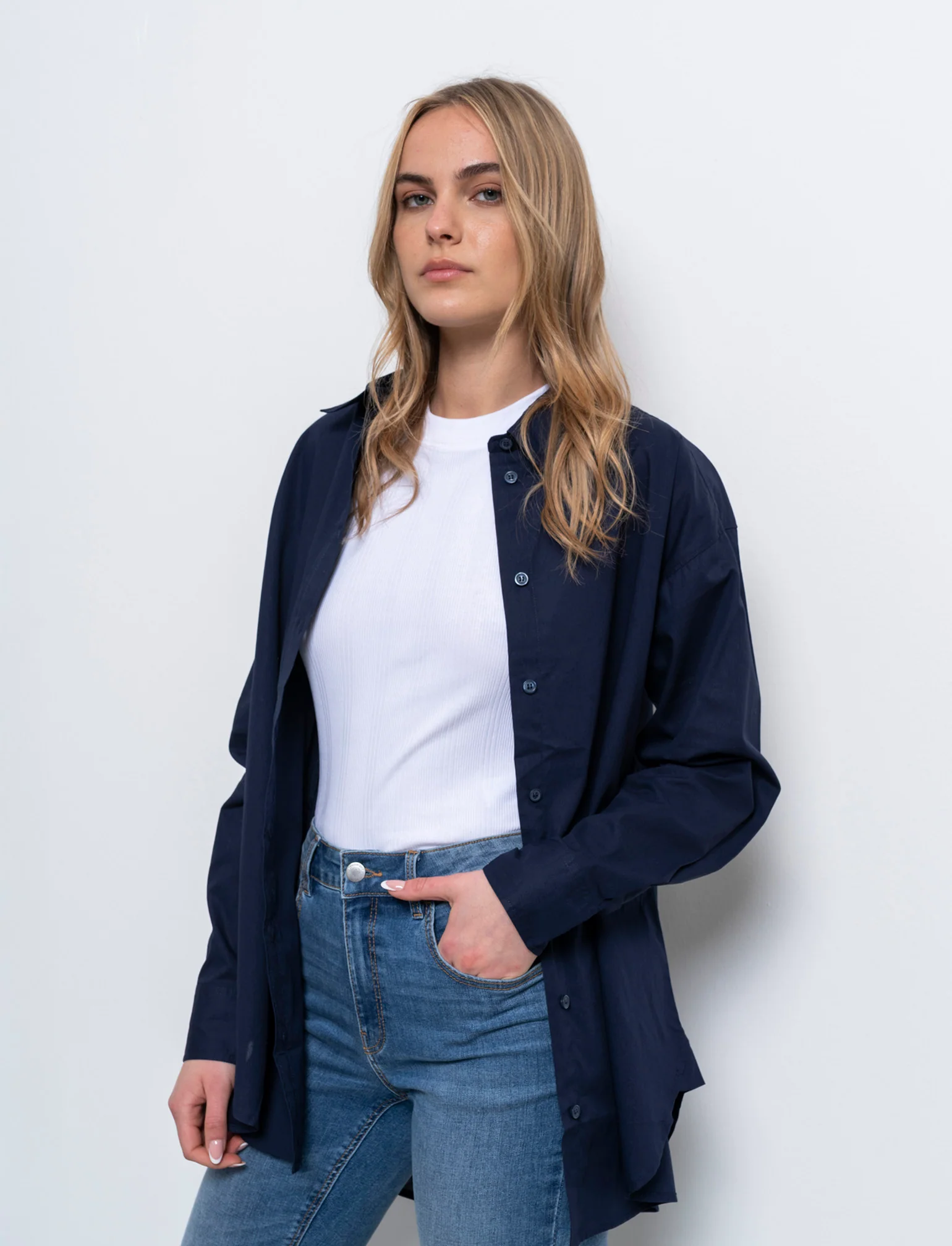 Camicia basica da donna - Blu - Image 3