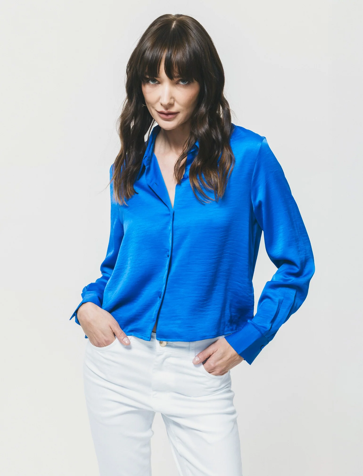 CAMICIA CROP - Blu royal - Image 3