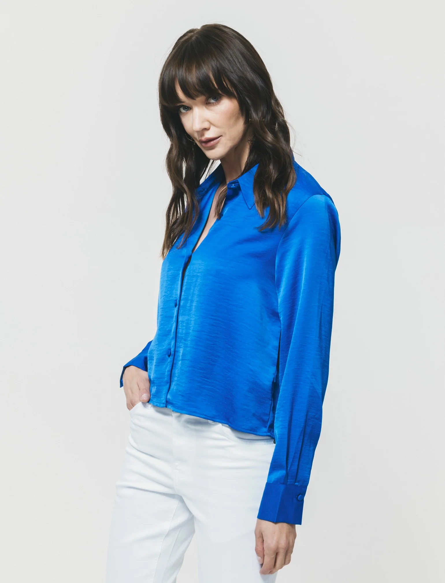 CAMICIA CROP - Blu royal - Image 4