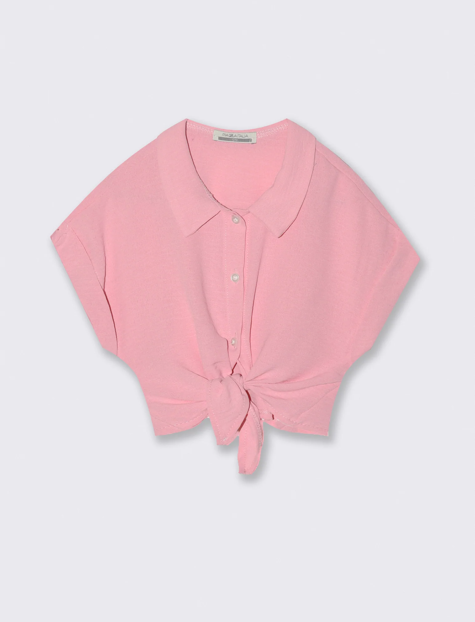 Camicia cropped con nodo. - Rosa