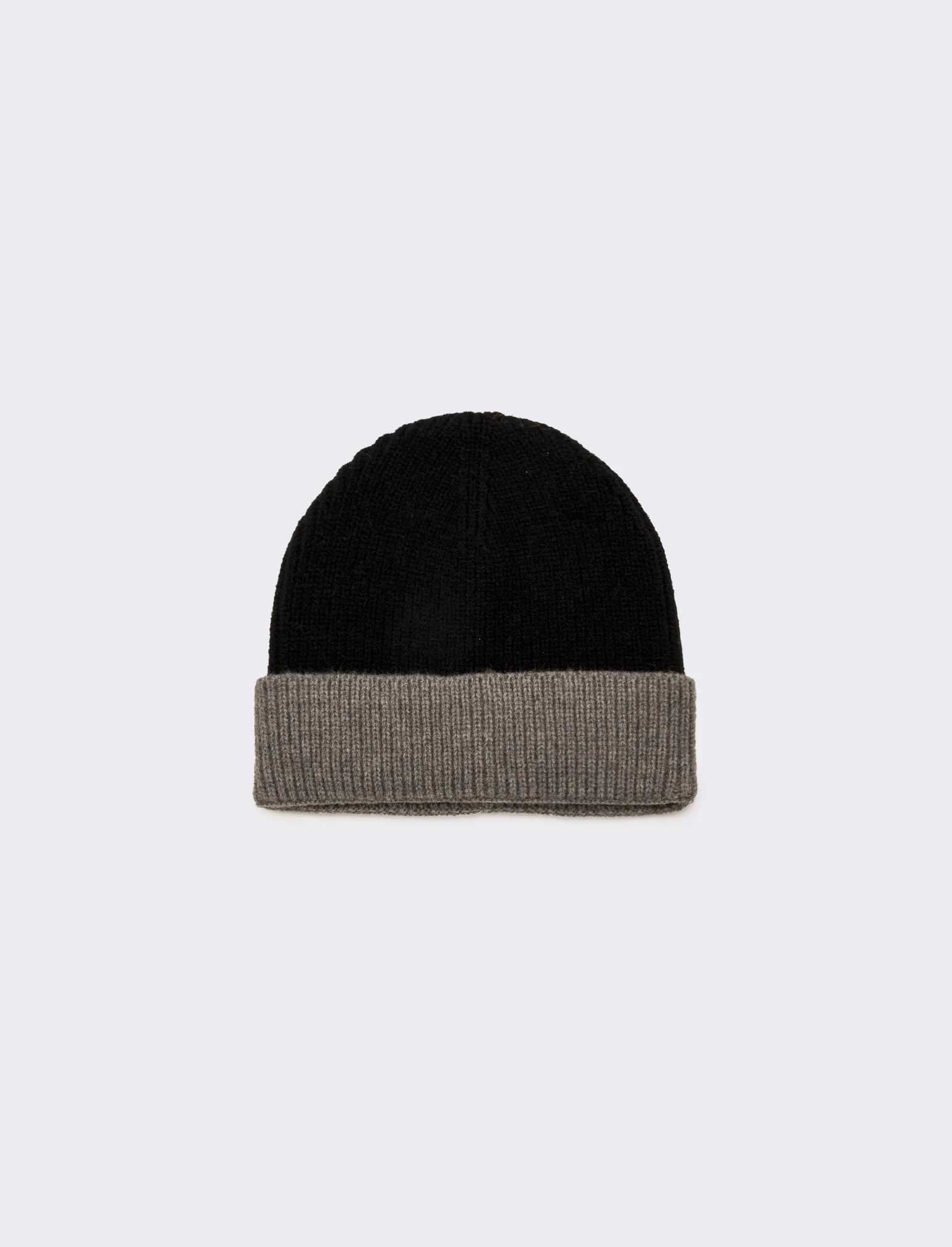 Cappello con risvolto bicolor uomo - Nero