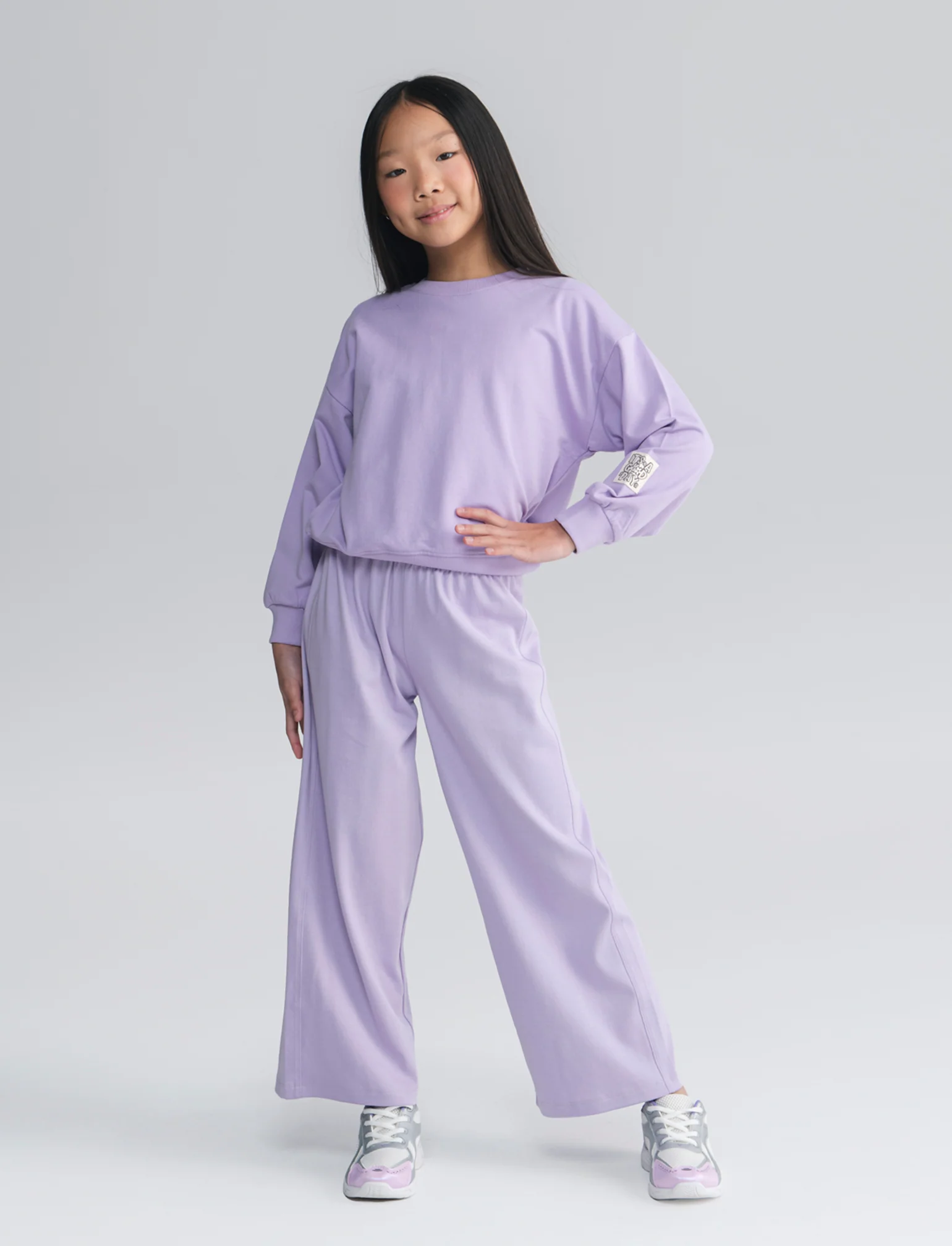 Felpa da bambina girocollo. - Lilla - Image 3