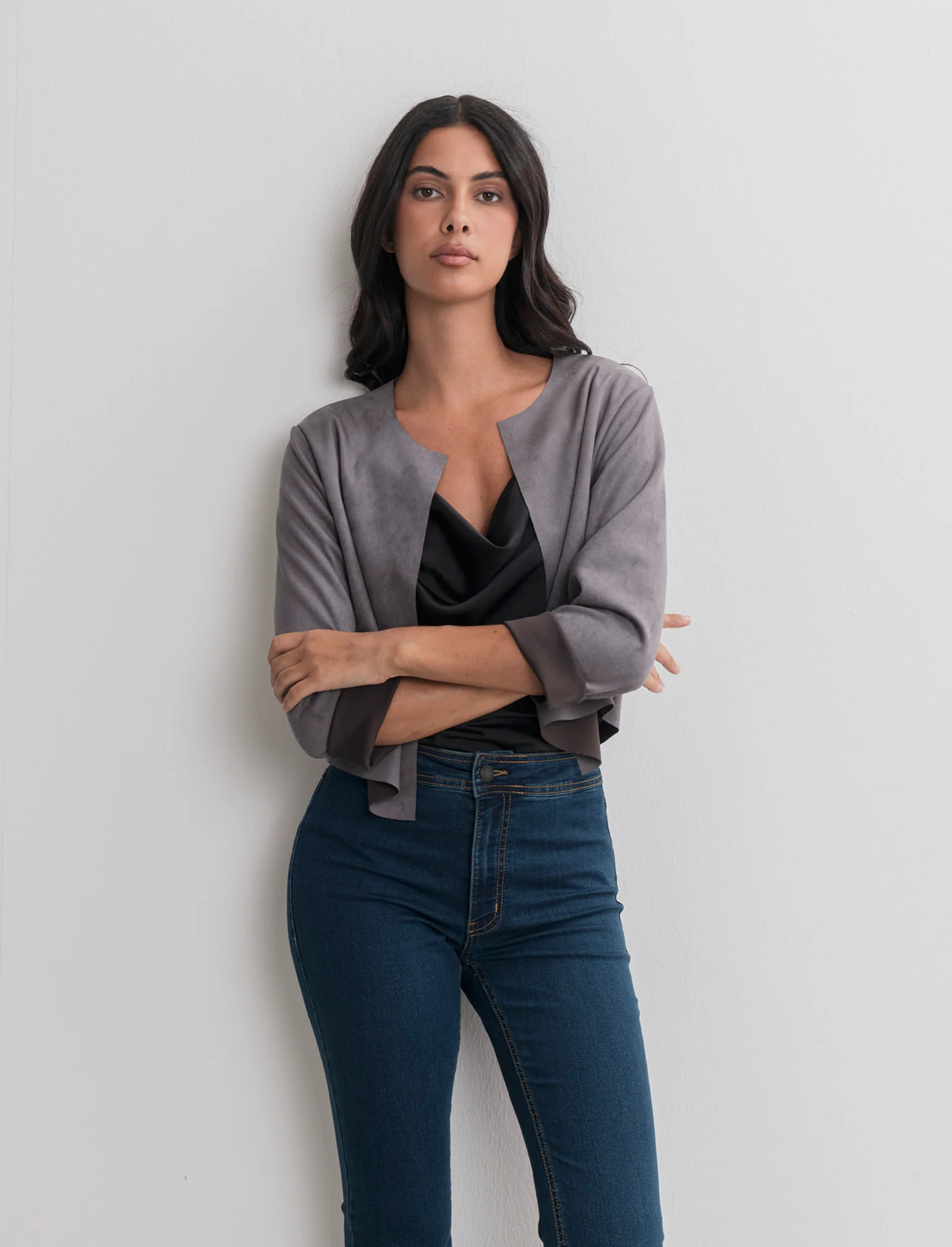 GIACCA SUEDE CORTA - Grigio - Image 3