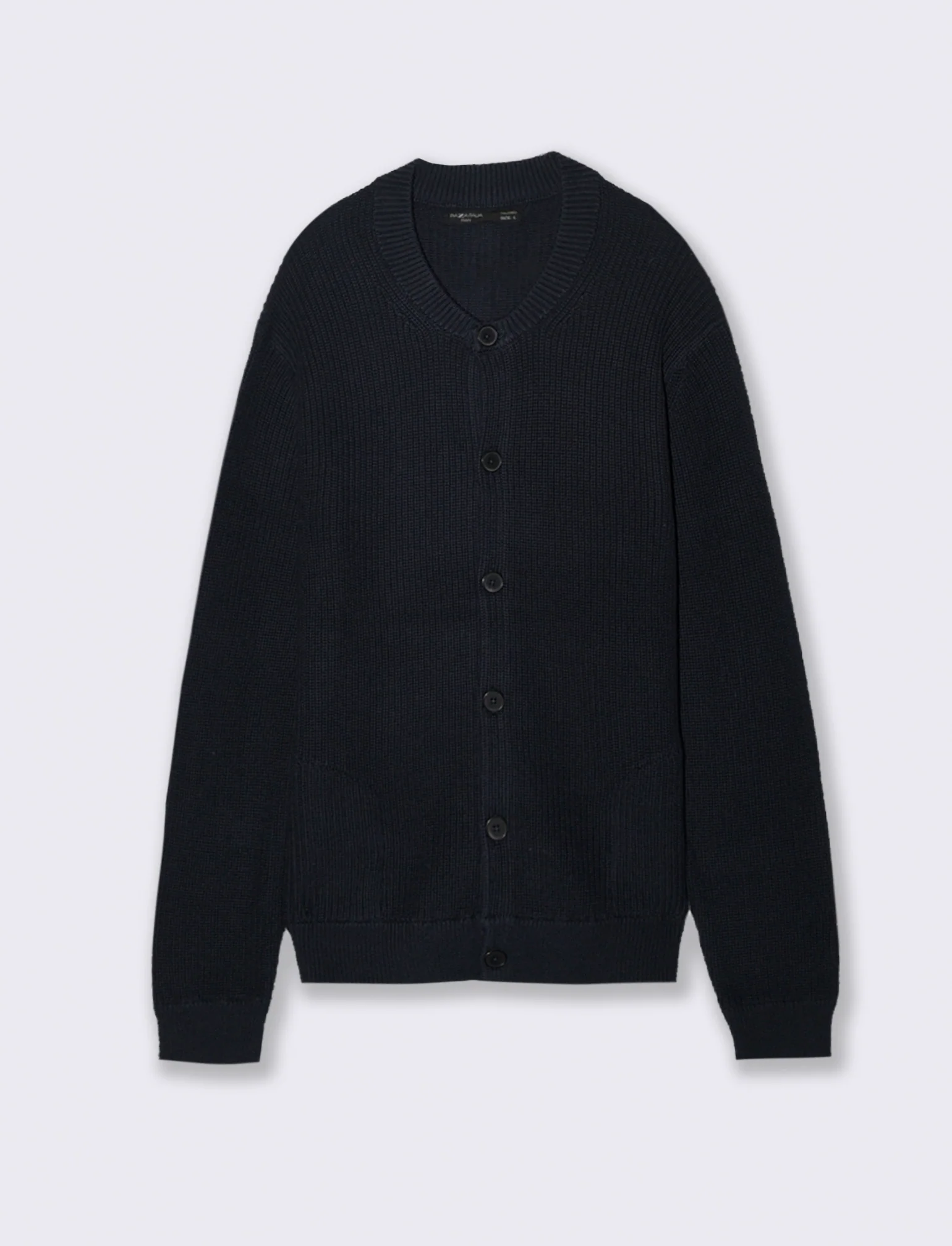 MAGLIA CARDIGAN IN  COTONE A COSTE - Blu - Image 2