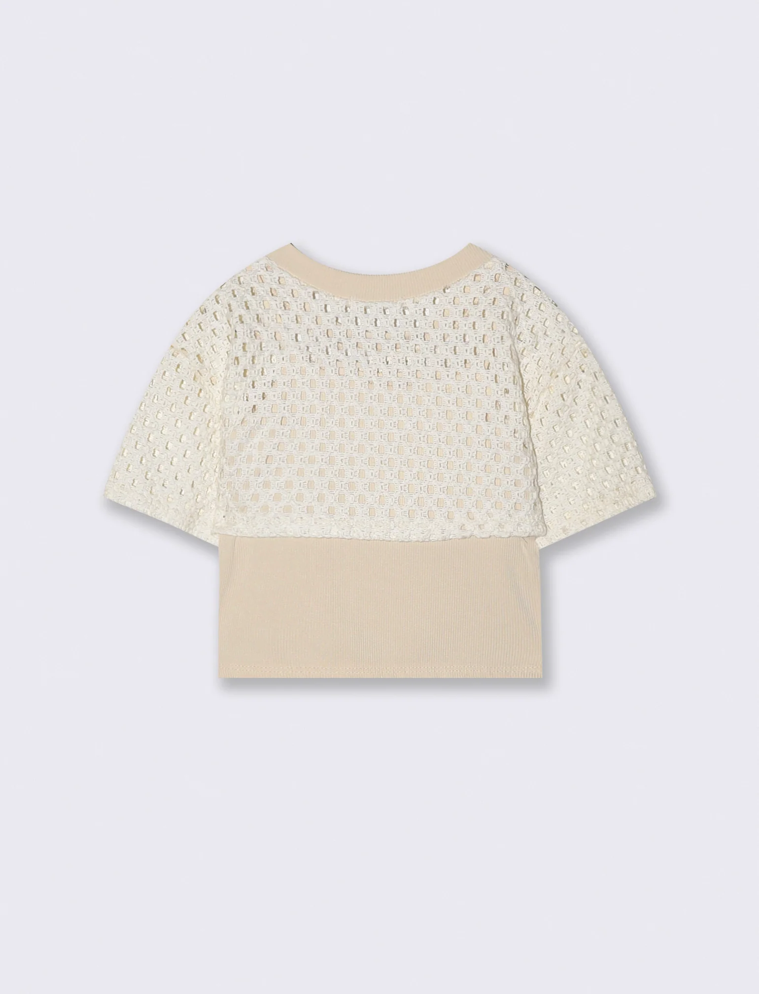 Maglietta a rete con canotta - Beige - Image 2