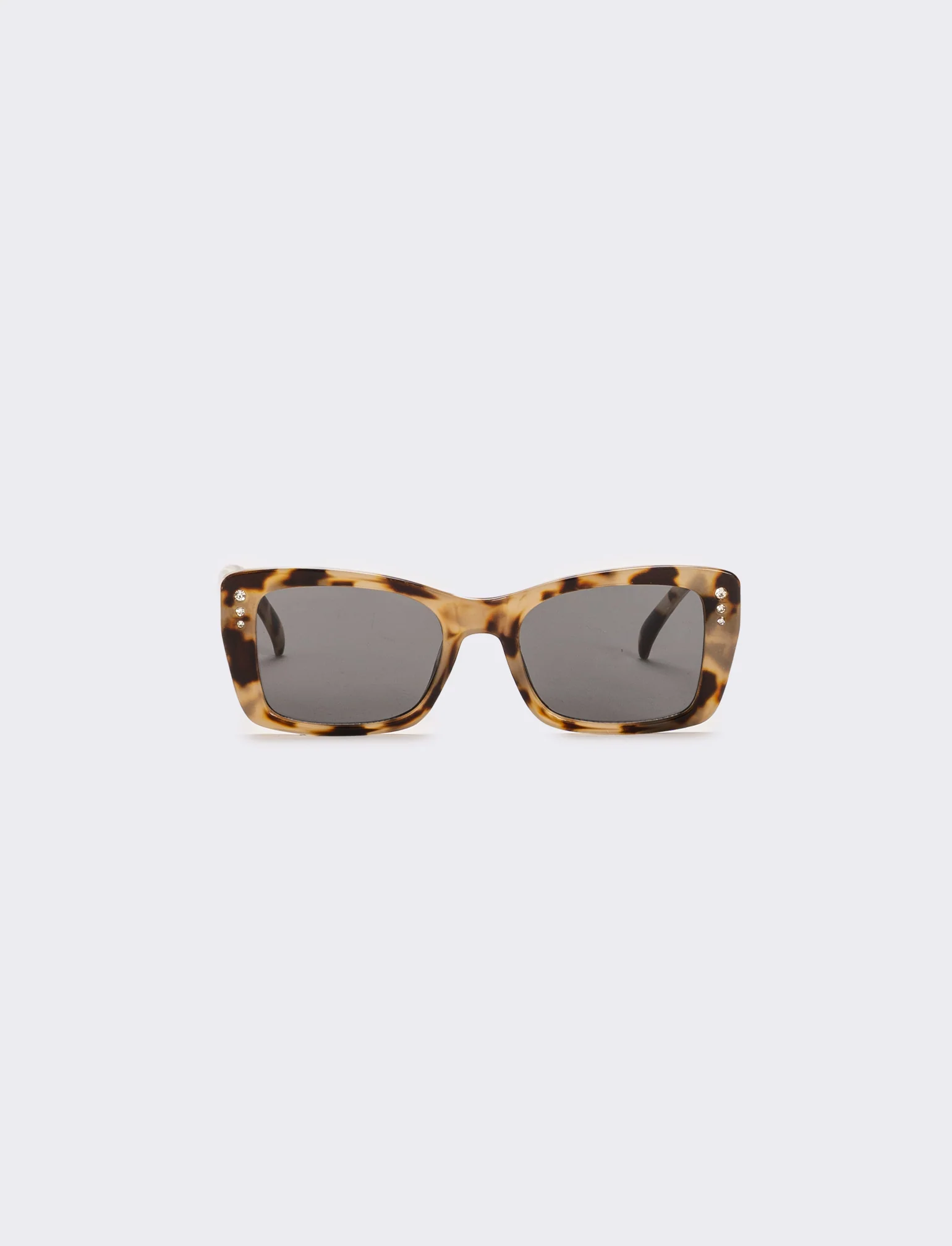 Occhiali da sole quadrati con strass donna - Beige - Image 2