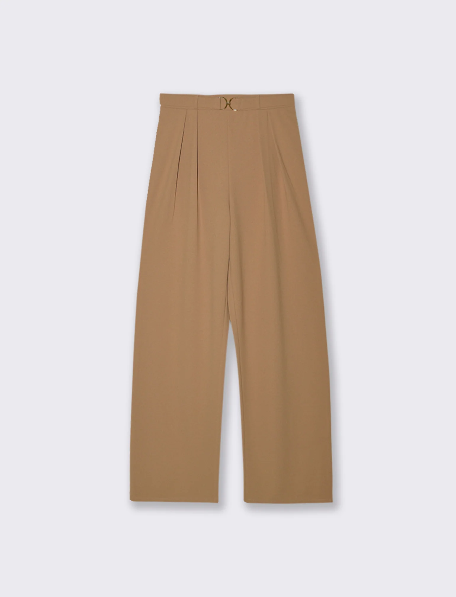 PANTALONE CON FIBIA E PENCE - Cammello