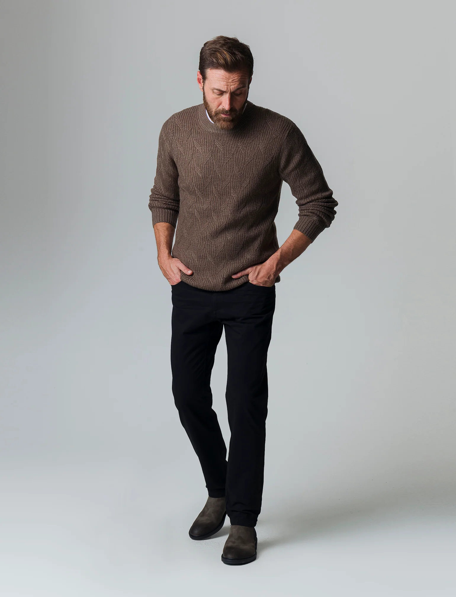 Pantaloni basic 5 tasche regular fit da uomo - Nero - Image 3