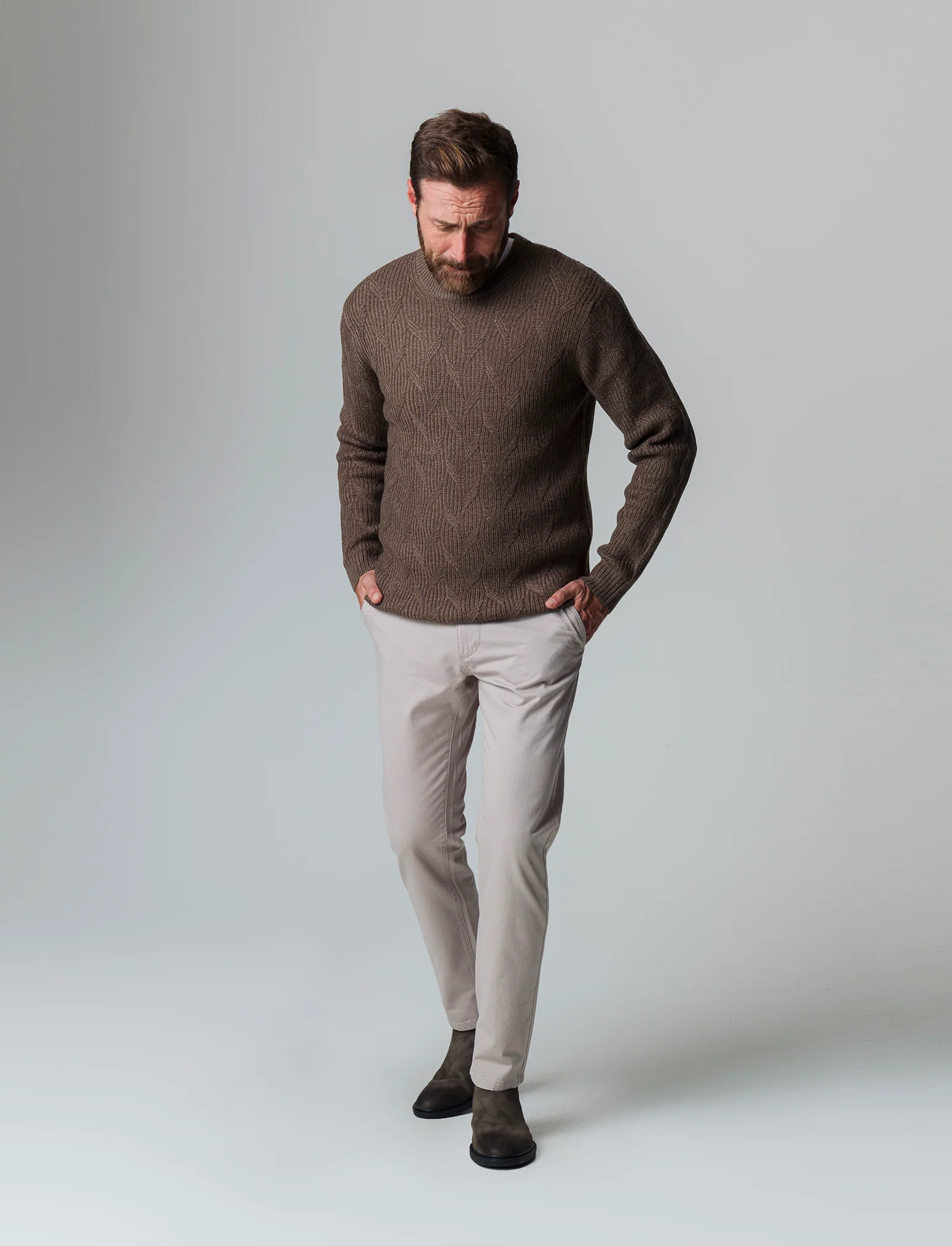 Pantaloni basic chino regular fit da uomo - Beige - Image 3