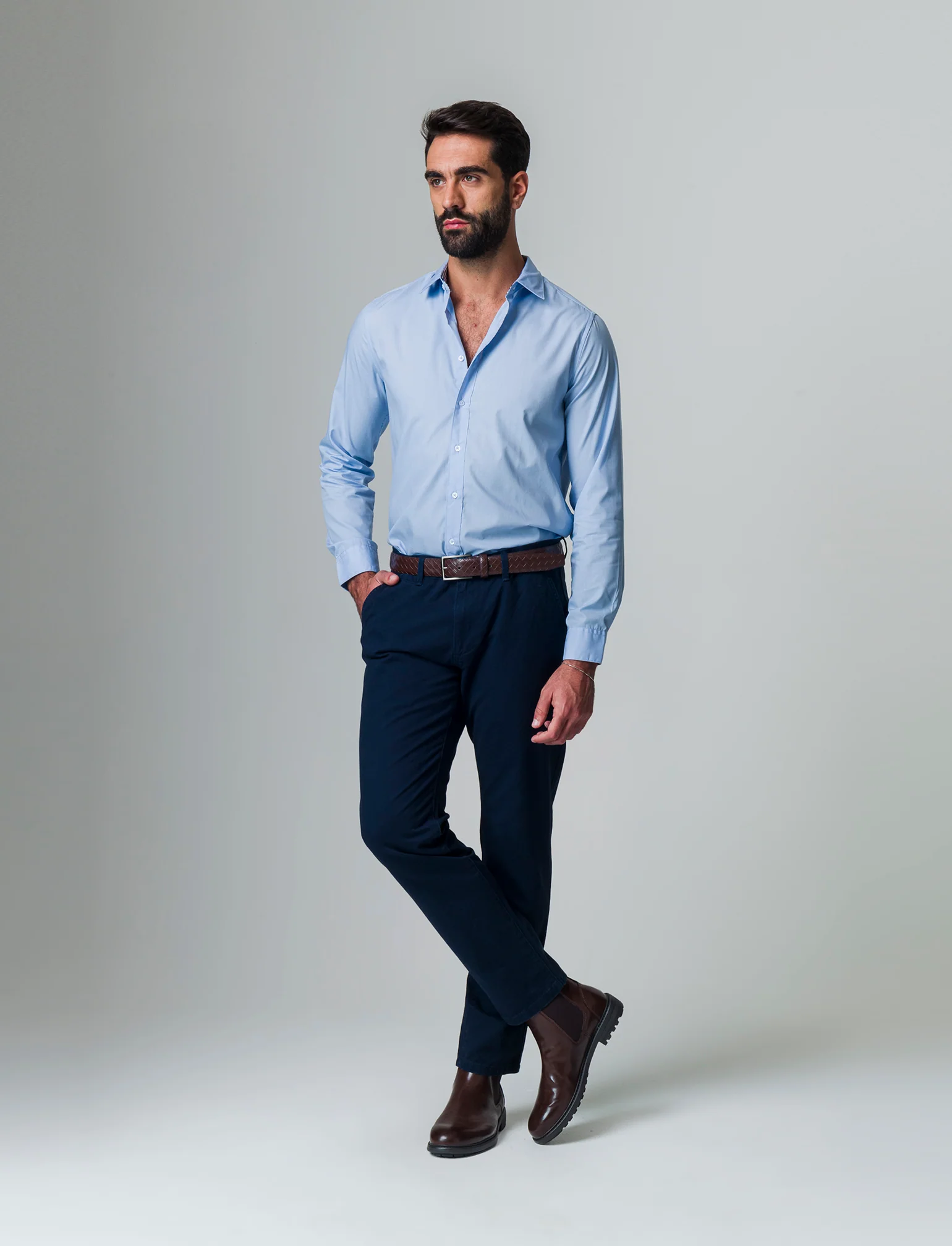 Pantaloni basic chino regular fit da uomo - Blu - Image 3