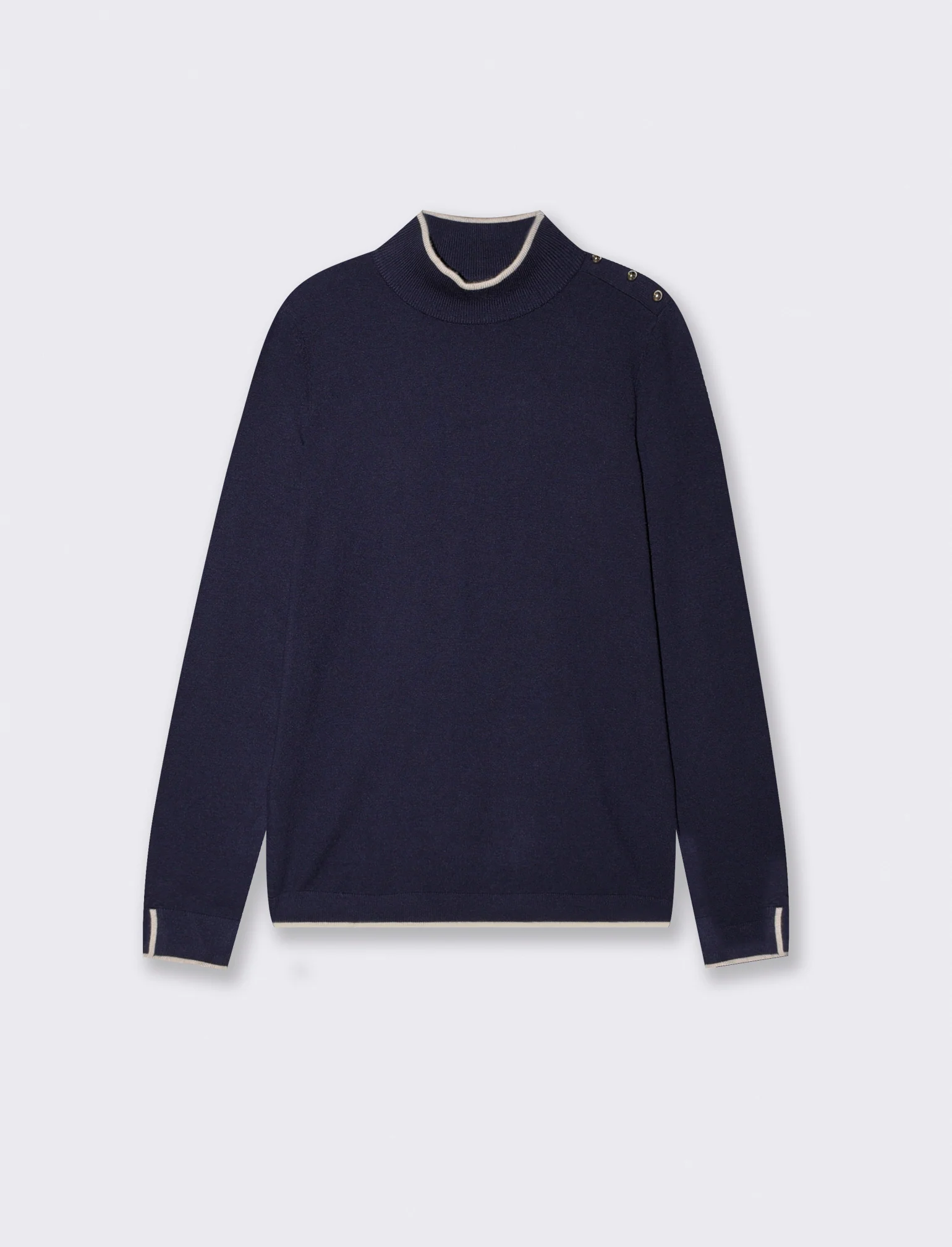 PULLOVER COLLO ALTO CON CONTRASTO - Blu