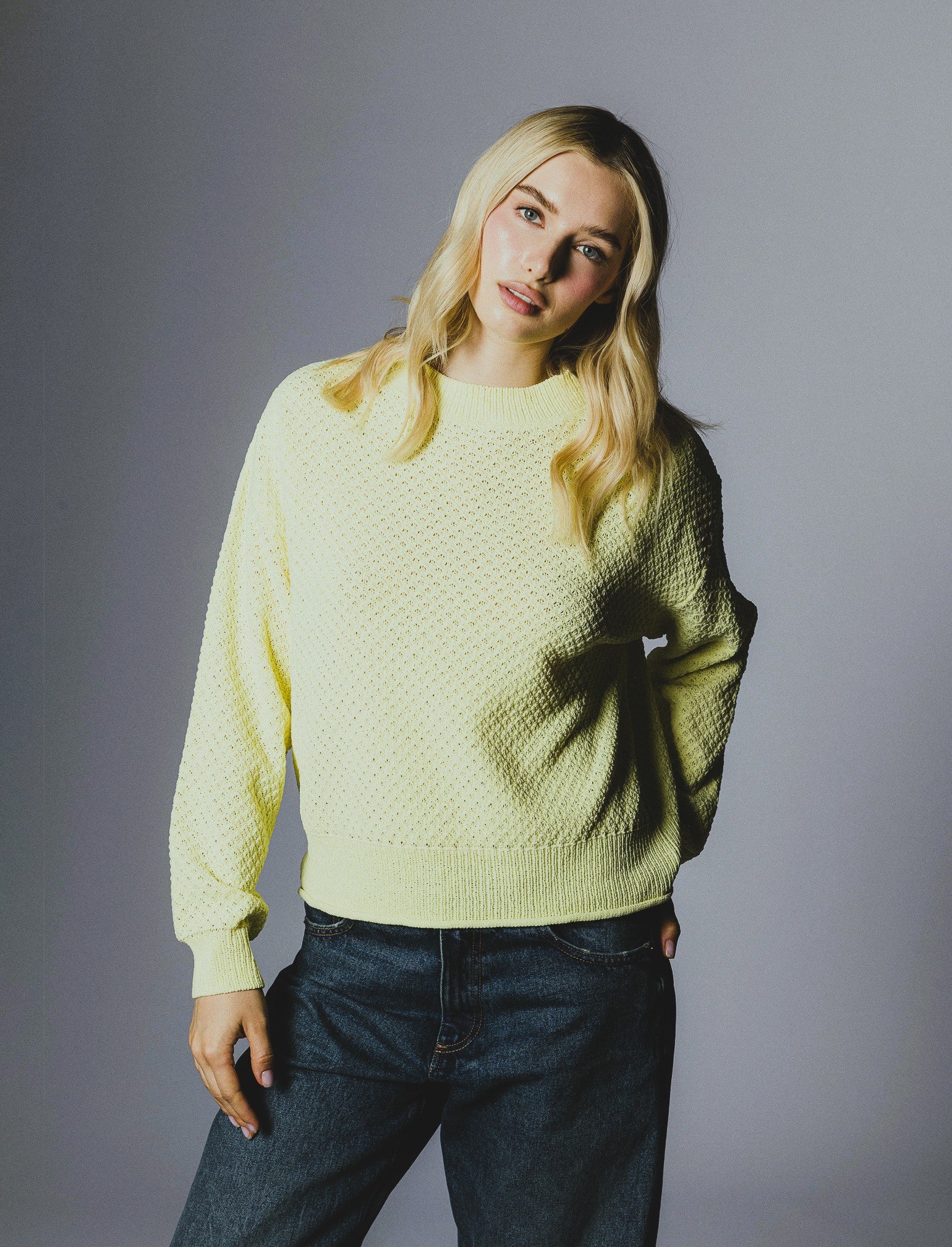 PULLOVER IN CINIGLIA OPACA - Giallo lime - Image 3