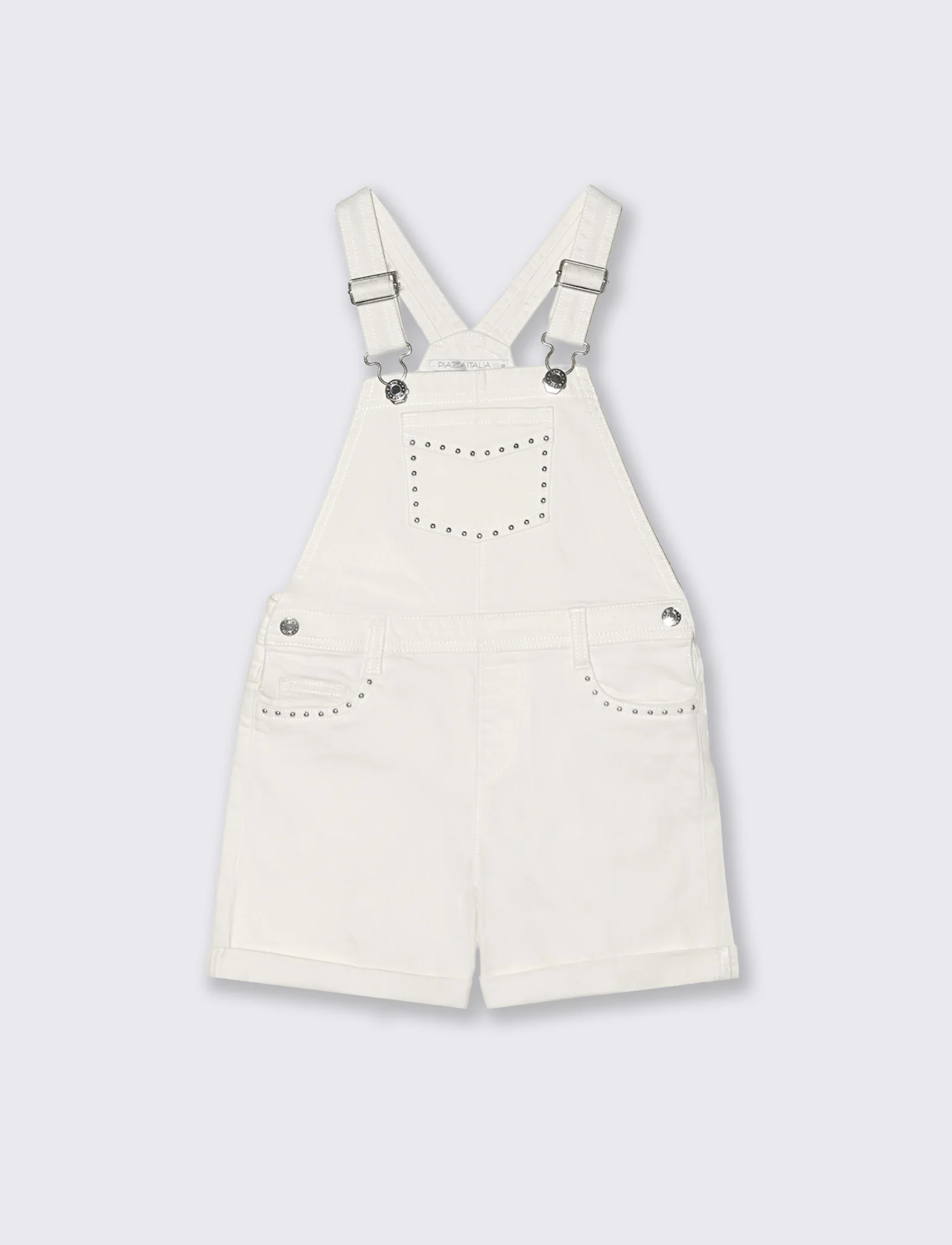 Salopette da bambina con shorts. - Bianco
