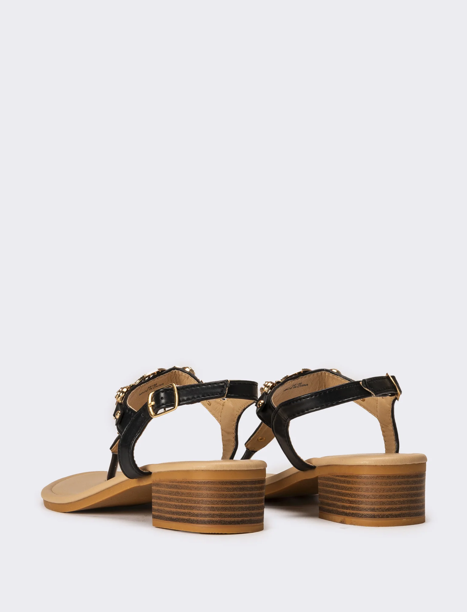 Sandalo da donna con applicazione - Nero - Image 3