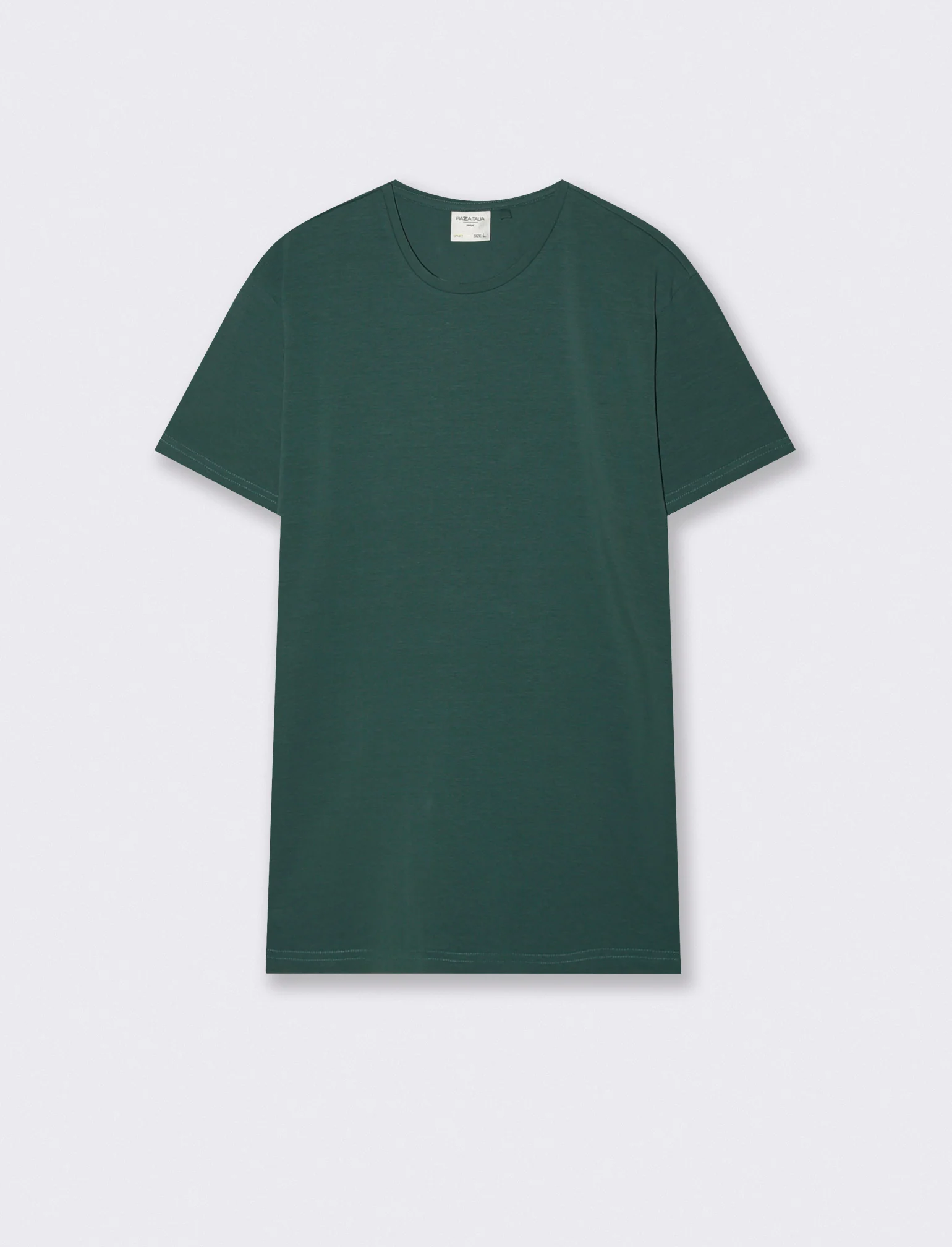 T-SHIRT BASIC IN COTONE ELASTICIZZATO SLIM FIT - Verde petrolio