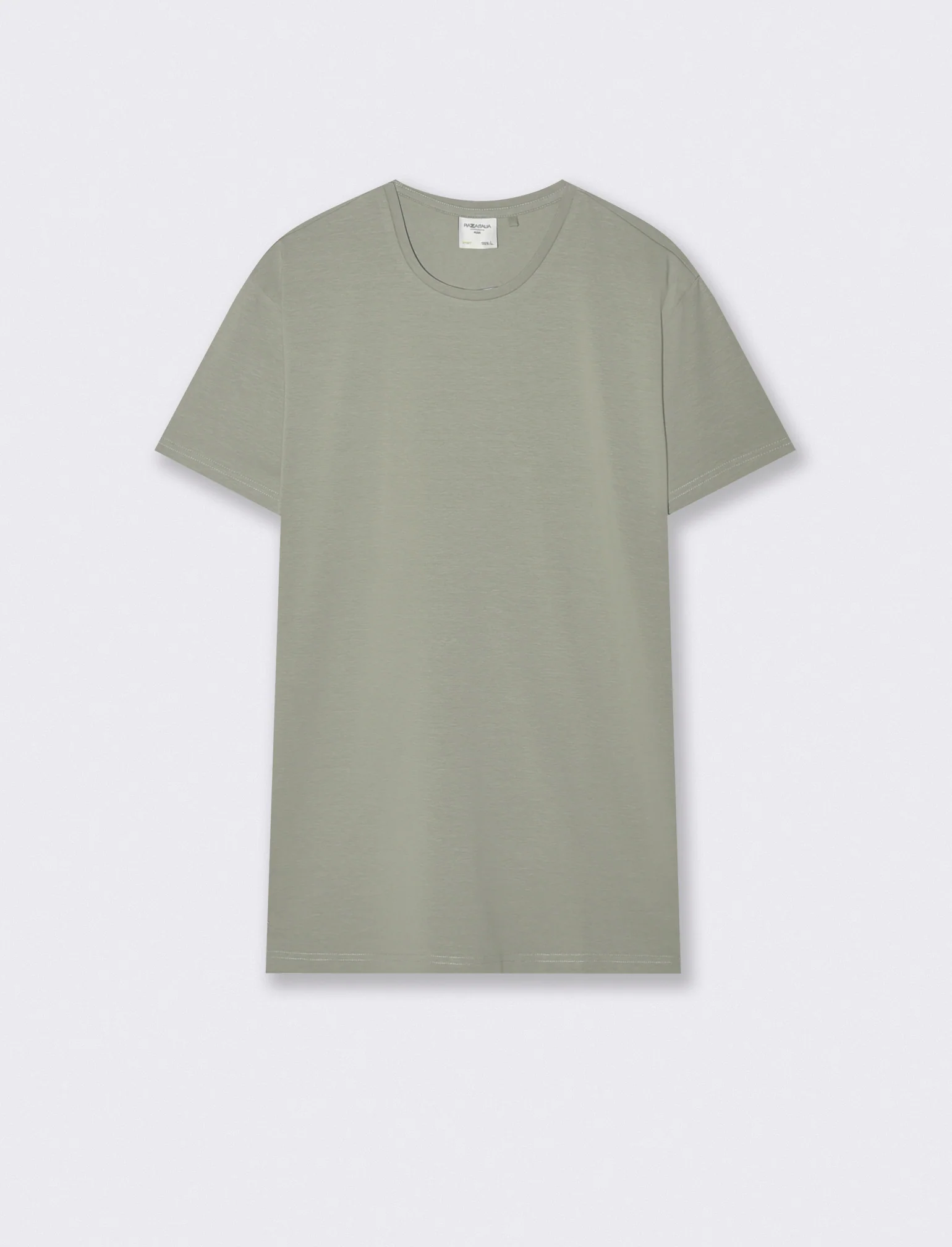 T-SHIRT BASIC IN COTONE ELASTICIZZATO SLIM FIT - Verde salvia
