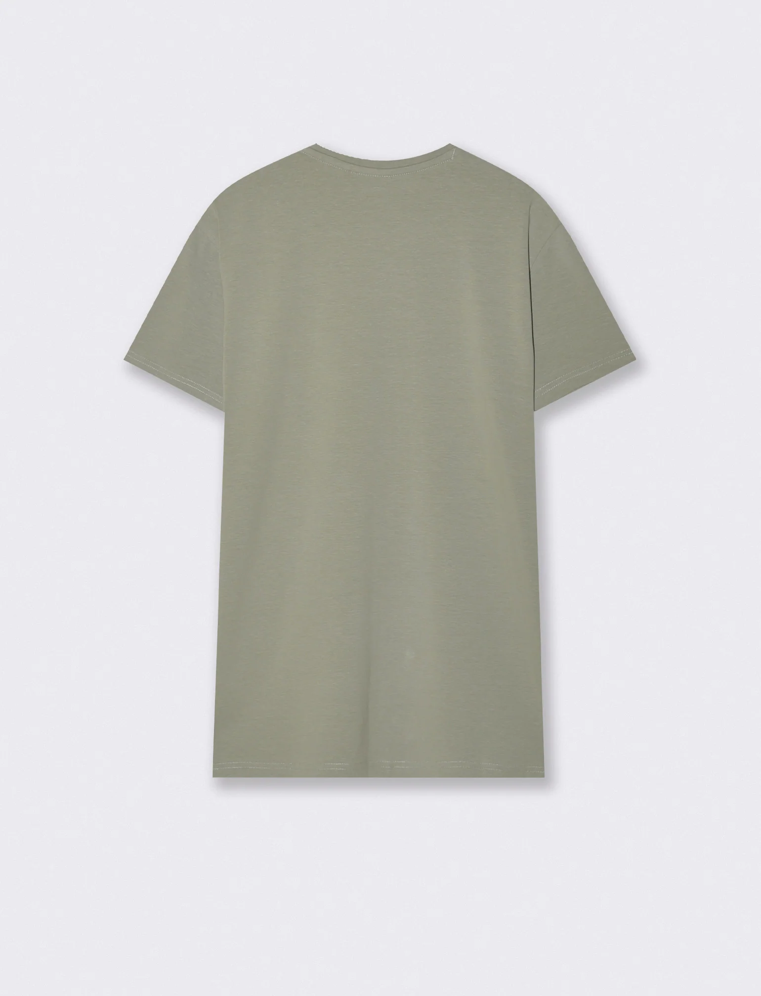 T-SHIRT BASIC IN COTONE ELASTICIZZATO SLIM FIT - Verde salvia - Image 2