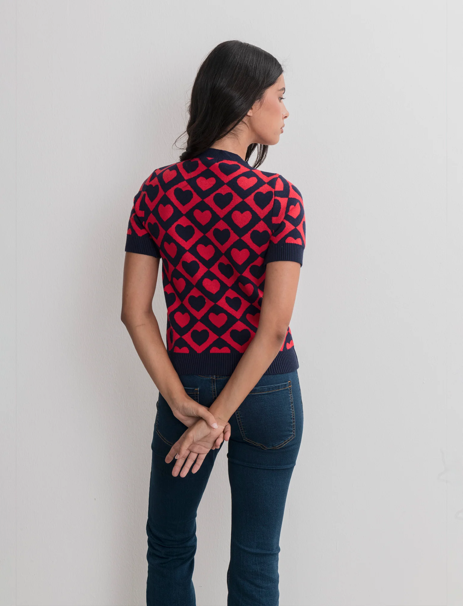 T-SHIRT IN MAGLIA - Blu-rosso - Image 2