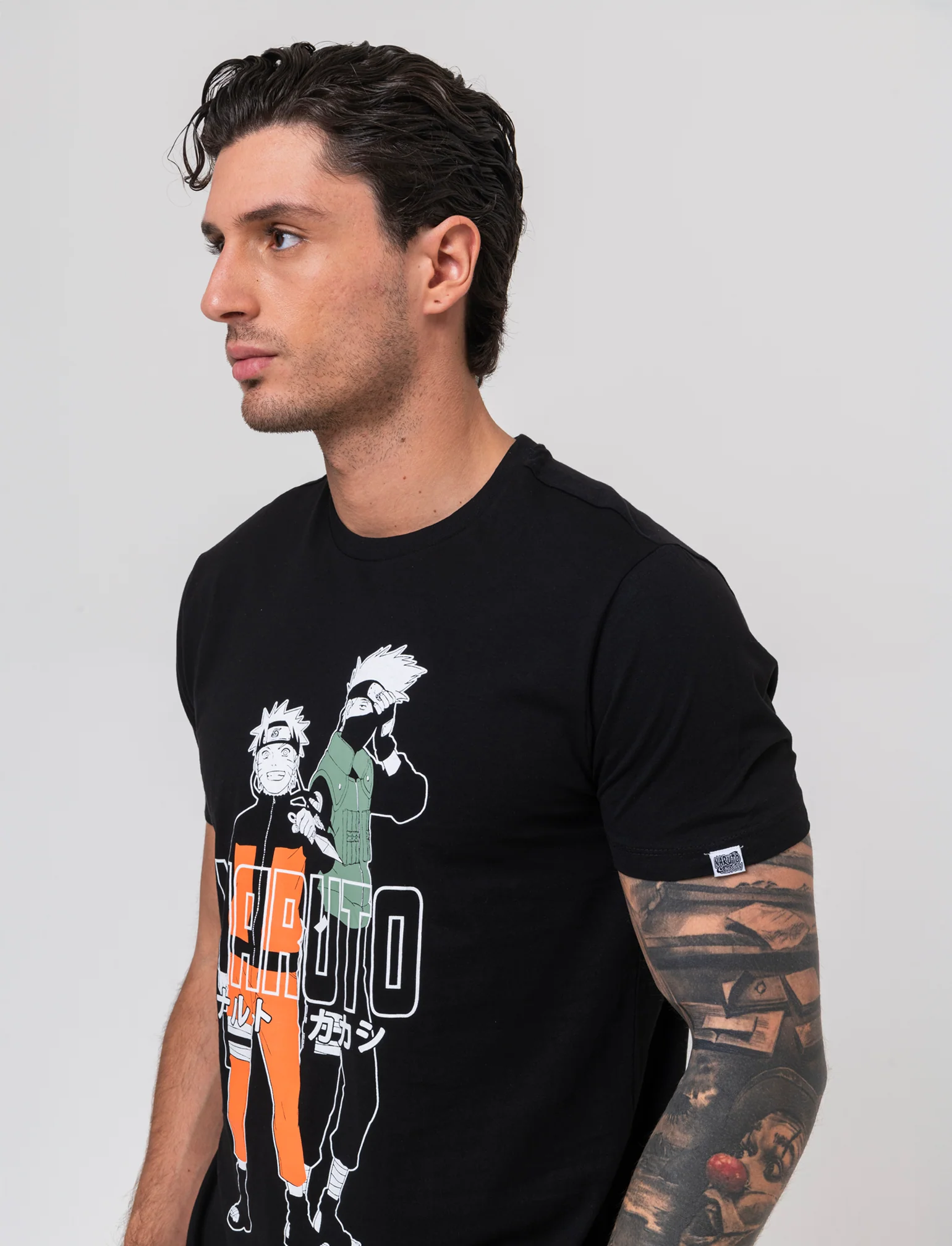 T-shirt stampa naruto da uomo - Nero - Image 3