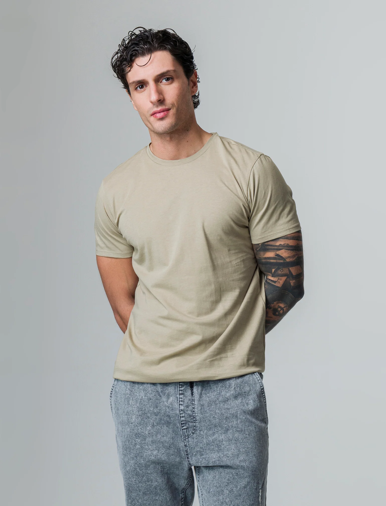 T-shirt waffle regular fit da uomo - Verde salvia - Image 3