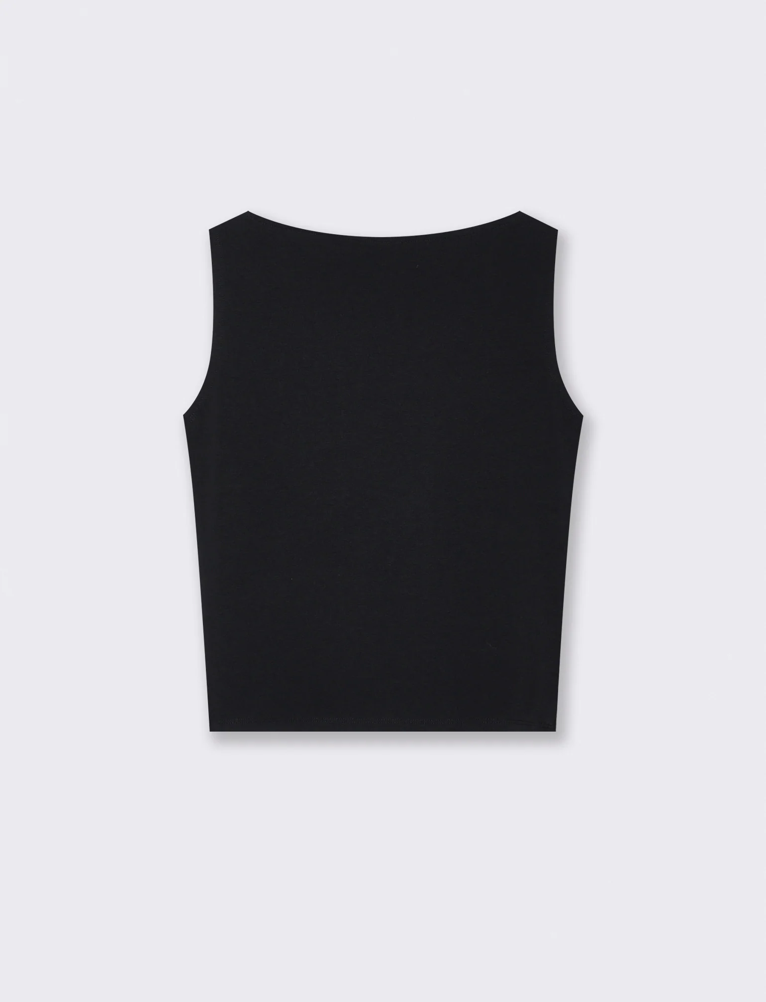 Top smanicato in cotone con scollo barca - Nero - Image 2